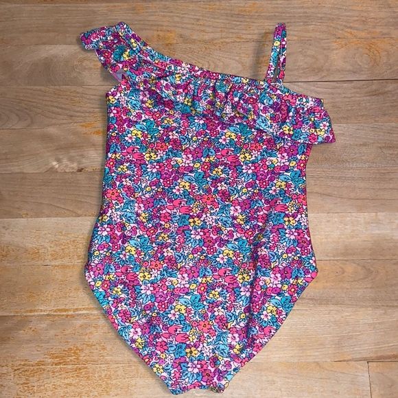 🌺 CARTER’S Floral Asymmetric Ruffle Swim Suit - Picture 7 of 9